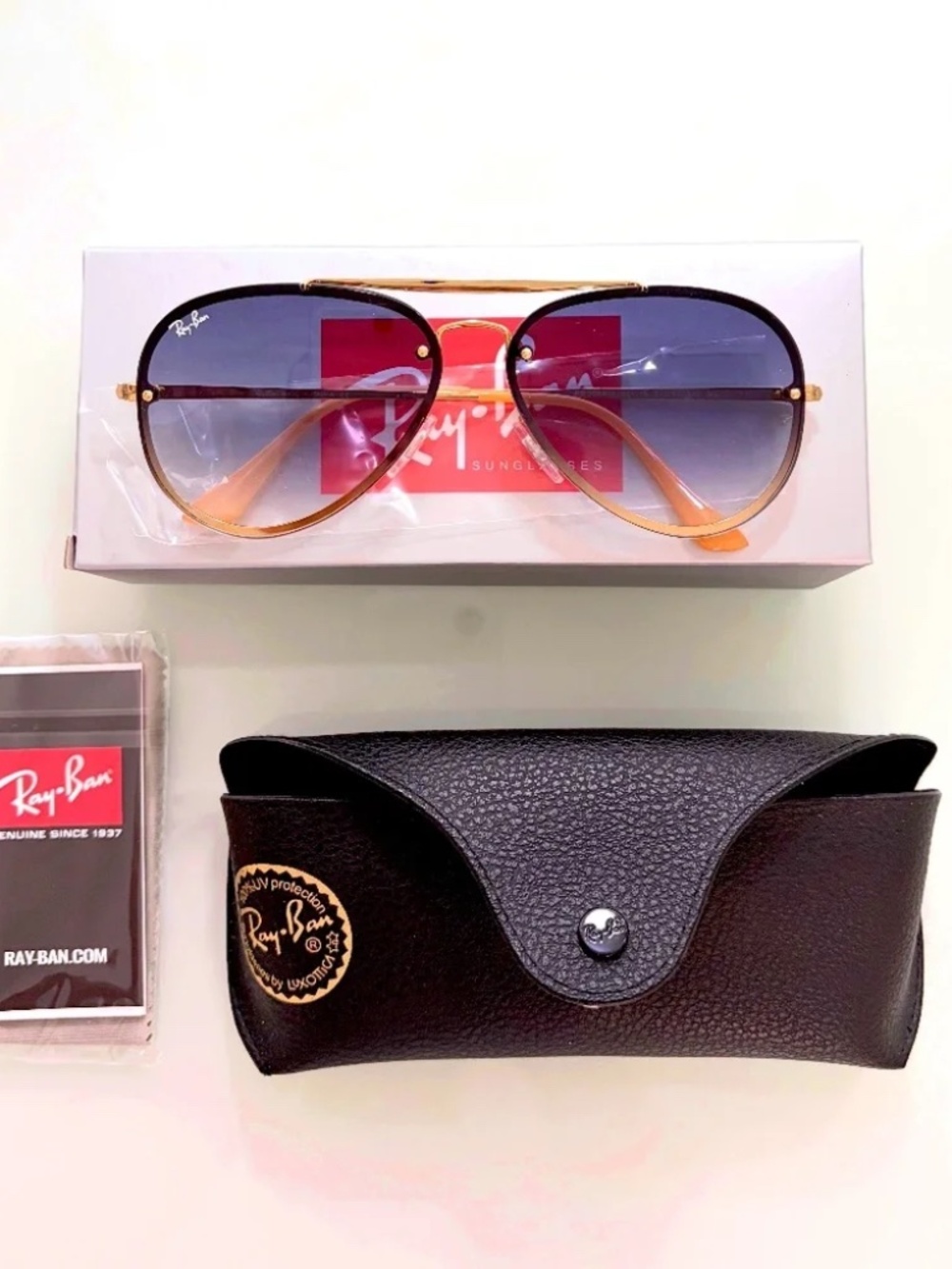 RAY-BAN Blaze Aviators RB3584 Gold/Blue Gradient (NEW)